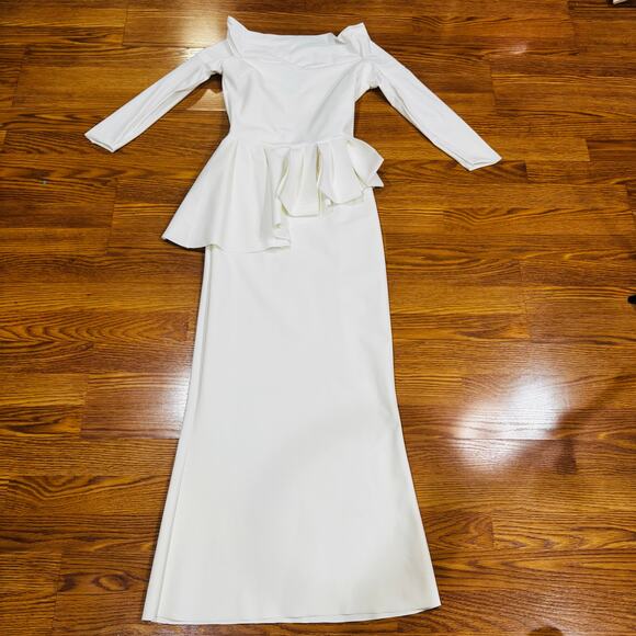 Chiara Boni La Petite Robe Ivory Nabelle Mermaid Jersey Peplum Gown small / 2 - Picture 6 of 12